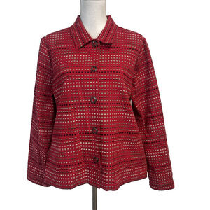Christopher & Banks Red Black Jacket Size Medium Casual Career Button Front